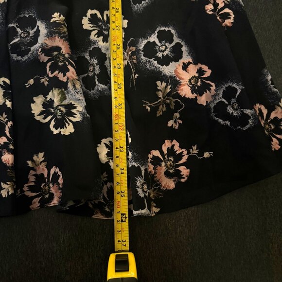 Rebecca Taylor Navy Blue Floral Print Flare Dress, Size 2 - Picture 6 of 7